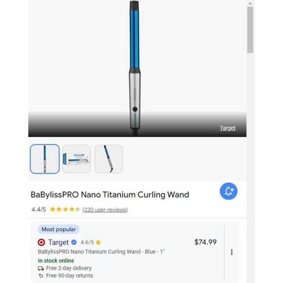 BaBylissPRO‎ Nano Titanium Curling Wand Model BNTW125 - Picture 8 of 8